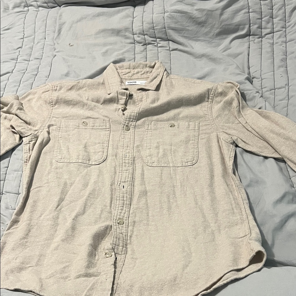 Sonoma Men's Light Tan Casual Button Down Shirt